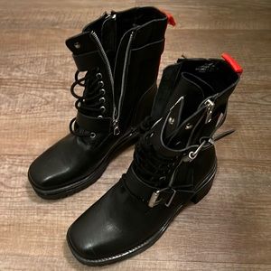 Charles by Charles David Leather Combat Boots